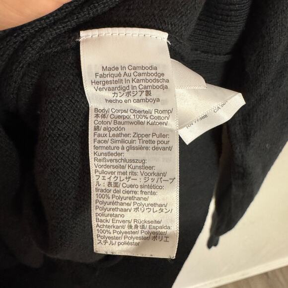 J.Crew Cotton Half-Zip Sweater Mens M Black Pullover Ribbed Trim Zipper BF091 LS - Picture 6 of 8